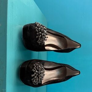 ANTONIO MELANI Black Heels with Silver Embellishments